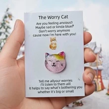 Worry Cat Design Pocket Hug Card, 1/5/10pcs Inspirational Encouragement Gift Card, Thoughtful Card With Positive Vibes And Motivational Messages - Sets - View 3