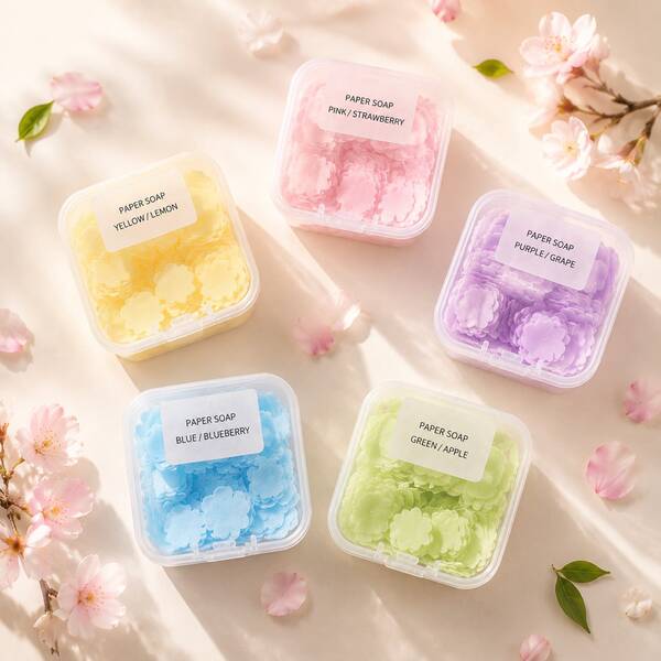 Portable Disposable Soap Tablets Outdoor Travel Hand Wash Antibacterial Soap Paper Petal Hand Wash Tablets Lasting Fragrance Beach Vacation Travel Back To School Fashion Man And Woman Must-Have Outdoor Camping Travel Fishing Mini