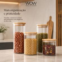 Kit 4 Potes Herméticos Tampa Bambu Organizador Mantimentos Cozinha - Visão 3