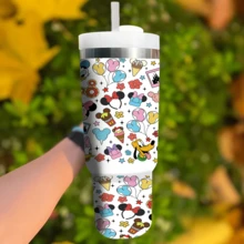 Disney Minnie & Mickey Mouse 40 Oz Tumbler With Handle And Straw, Stainless Steel Vacuum Insulated Travel Mug, Cute Reusable Water Bottle Cup For Hot & Cold Drinks, Magic Theme Park Gift - Ác mộng - Xem 6