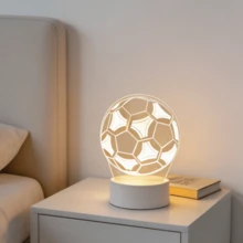 1個籃球造型3D壓克力夜燈，USB供電籃球LED燈，居家室內裝飾夜燈，桌面藝術裝飾照明，適合籃球迷生日派對節日的理想禮物，家居裝飾 - 足球 - 查看 8