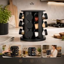 Porta Temperos Giratório Com 9 Potes De Vidro Cor Preto - Visão 3