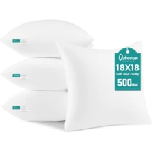 Pillow Inserts - Soft, Plush & Decorative Down Alternative Pillows For Couch Sofa Bed, Machine Washable - White, Pack Of 4 - 18x18 Inches (45x45cm) - View 17