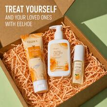 3PCS/Set Orange Body Skincare Set-Relieve Skin Dryness Gentle Moisturizing,Nourishment, Cleansing Body Care Set Perfect Gift For Valentine'day - 橘色 - 查看 1