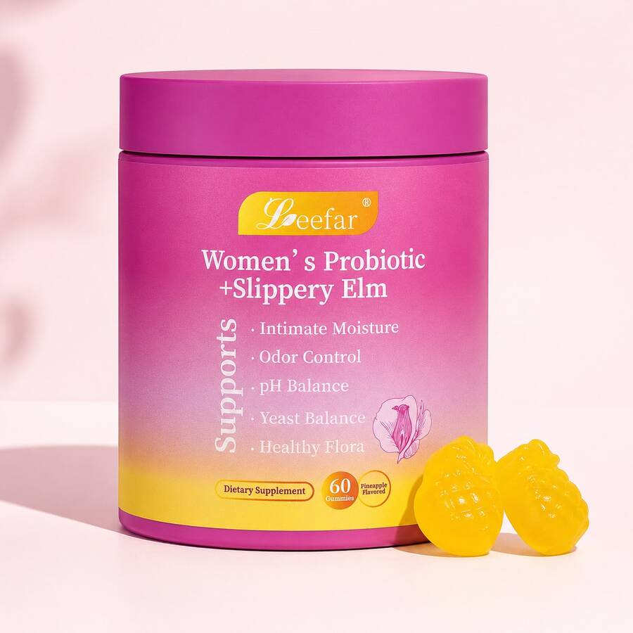 LEEFAR Her Juicy Feminine Probiotics Gummies- All In One Solution With Slippery Elm And Prebiotics&Lactobacillus Probiotic Blend For Women's PH Balance And Dryness - Hawaiian Pineapple Gummies 60 Count Probiotics Women - 400g - 查看 1
