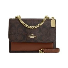 COACH Klare 18 Klassisches Monogramm Klappe Logo Kette Segeltuch und Leder Schulter-/Umhängetasche, kleine Größe, Damen, Mahagoni und Braun - C9946-IMW6S - Übersicht 6
