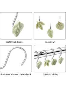 12pcs Green Leaf Decorative Hooks, Iron Material, Durable And Rust-Proof, Green Leaf Style Hooks To Decorate Indoor Space With Fresh Vibe, Recommended Summer Item, Gift & Card - Green - View 5