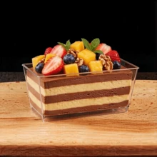 25/50pcs Dessert Cups, 5oz 150ml Dessert Cups With Spoons And Lids, Plastic Dessert Bowls, Reusable Plastic Rectangular Dessert Cups, Mini Plates, Cake Molds, Suitable For Desserts, Pudding, Mousse, Picnic, Party - Transparent - View 7