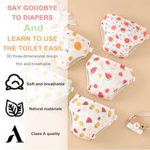 3pcs/Set 360° Fully Covered Baby Diaper Covers, Breathable & Skin-Friendly Washable Potty Training Pants For Infants & Toddlers - Multicolor - View 3