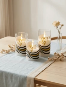 1/2/3pcs Flameless Candle Lights With Remote Control/Timer, Battery Operated, Warm Light Candle Lamps, Suitable For Table Centerpiece Decoration, Perfect For US Independence Day And Holiday Atmosphere Decor - Transparent - View 3
