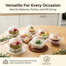 10/50pcs Kotak Kemasan Persegi Transparan Tebal yang Ditingkatkan, Cocok untuk Tiramisu, Kue Lapis, Mousse Susu Kedelai, Makanan Penutup, dan Lainnya, Dapat Digunakan Kembali - MultiWarna - View 2