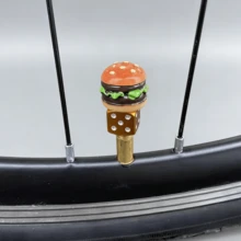 1pc Hamburger Shaped Bicycle Tire Valve Cap Decoration, Bicycle Tire Valve Cap, Cute Food Shaped Valve Protection Cap And Decorative Accessory - Yellow - View 4