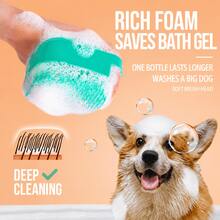 Bộ dụng cụ tắm cho thú cưng, gồm bàn chải massage silicon mềm mại và khăn lau nhanh khô bằng sợi microfiber, thích hợp cho thú cưng. - Xem 3