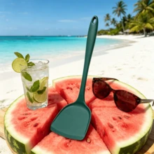 Spatule en silicone pour crêpes, compatible avec les poêles anti-adhésives, résistante à la chaleur, ne se décolore pas, anti-brûlure, avec trou de suspension, options multicolores - Multicolore - Voir 3
