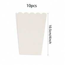 10 piezas/20 piezas/50 piezas Cajas de palomitas de maíz blancas, Contenedores de palomitas de maíz blancos, Bolsas de palomitas de maíz blancas, Vasos de cartón para palomitas de maíz, Suministros para fiestas, Uso diario, Cumpleaños, Noche de cine, Decoración de carnaval - Blanco - Ver 5