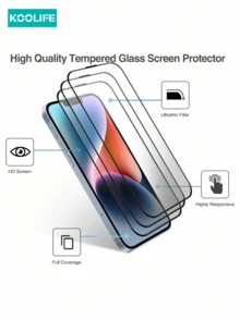 CSDZ 3 Piecesscreen Printed Tempered Glass Film, Compatible With IPhone 17 17Pro 17ProMax 16 16Plus 16Pro 16ProMax 15promax 14plus 13 12mimi 11pro, Full Coverage Protective Film, Waterproof, Anti Drop And Anti Scratch, Easy To Install, Mobile Phone Accessories, Compatible With IPhone 16 Pro Screen Protector Film, Compatible With IPhone 13 Screen Protector Film, [International Version Non Local Version] - Multicolor - View 3
