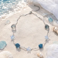 1pc Rainbow Color Geometric Beaded Necklace, Ocean Themed Summer Beach Jewelry, Multi-Layer Fashionable Necklace - Multicolor - View 5