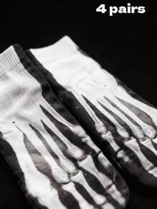 1/4 par de calcetines con impresión de esqueleto de rayos X en 3D, estilo callejero personalizado, versátiles para fiestas y uso diario - Multicolor - Ver 5