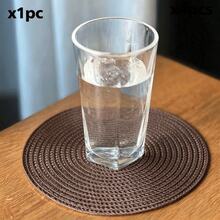 45*30cm 棕色橢圓塑膠編織餐墊，4.72英吋杯墊，易清潔、防滑、耐熱，裝飾墊，防皺，適用於派對、婚禮、喬遷、聖誕節、萬聖節、感恩節、母親節 - 棕色 - 查看 15