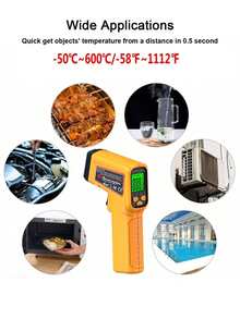 1 chiếc nhiệt kế hồng ngoại không tiếp xúc độ chính xác cao, nhiệt kế kỹ thuật số dùng cho thực phẩm, máy đo nhiệt độ gia dụng cho nhà cửa, nhà bếp, nấu ăn, du lịch. - Màu vàng - Xem 10