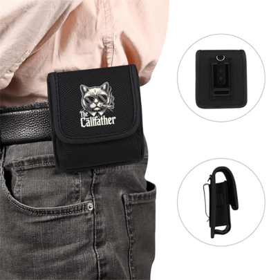 Bolsa de cintura plegable para hombre decorada con "THE CATFATHER" y patrones de gatos, bolsa de cintura plegable de moda para hombres, un regalo para padres/esposos/amigos