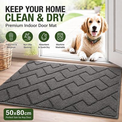 Indoor Door Mat, Super Absorbent Non Slip Entryway Rug, Washable Dirt Trapper Floor Mat For Front Door, Kitchen, Bathroom, Hallway & Home Use