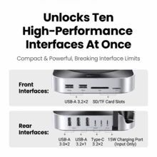 UGREEN [Desktop Savior] Mac Mini Dedicated M.2 SSD Expansion Dock, Perfectly Compatible With M4/M4 Pro Upgrade And Expansion + Height Increase Stand In One, USB 3.2 High-Speed Read And Write. - View 2