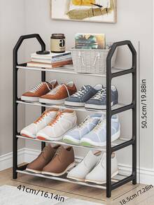 4-Tier Shoe Rack Storage Organizer, Metal & Plastic Sturdy Structure, Space-Saving Stackable Design, Easy Assembly & Disassembly, 6kg Load Capacity, Suitable For Entryway, Closet, Bathroom & Dorm, Holds Up To 8 Pairs Of Shoes - Multicolor - View 11