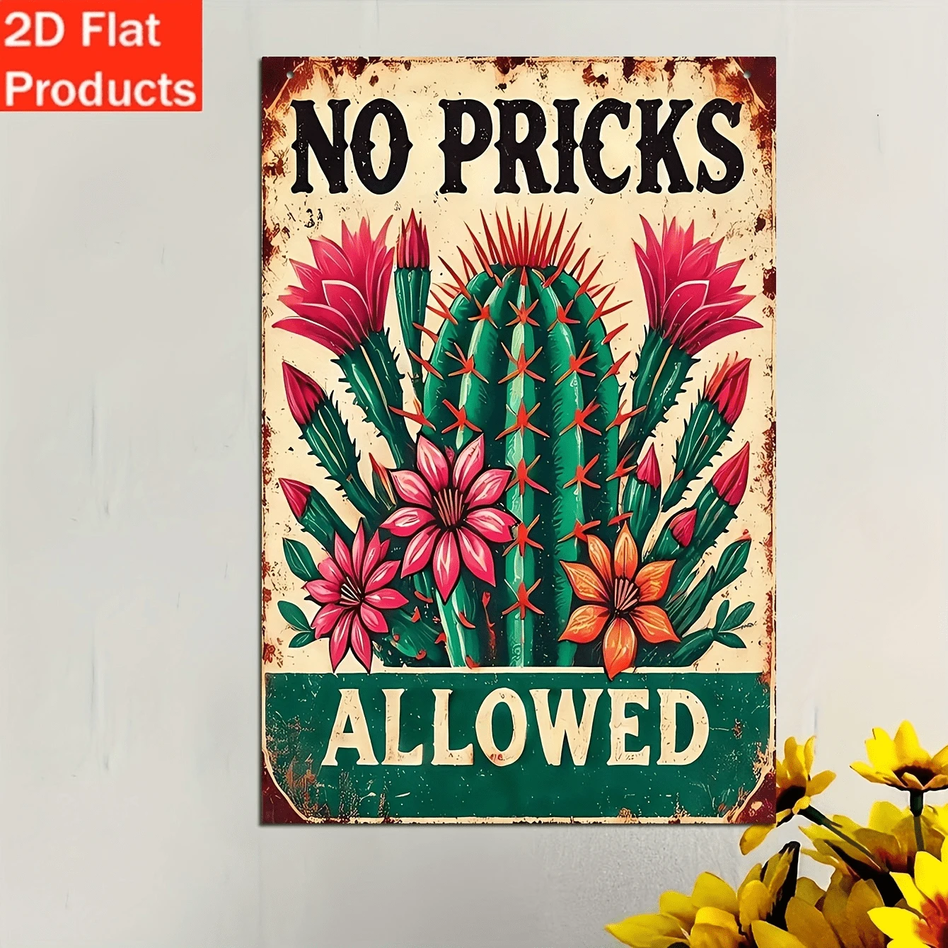 2DFlat-Decorative Plaque & Ornament-,1pc Vintage Iron Sign,Suitable For Garden, Bedroom, Office, Living Room, Cafe, Home Wall Decor, Ideal Holiday Gift. - Multicolor - View 1