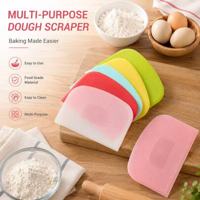 1pc/5pcs Marked Dough Scraper, Dough Grater, Plastic Dough Cutter, Multi-Functional PP Bread Separator, Plastic Scraper, For Kneading, Cutting, Scraping Flour, Large Baking Tool, Kitchen Utensil