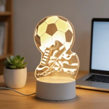 1個籃球造型3D壓克力夜燈，USB供電籃球LED燈，居家室內裝飾夜燈，桌面藝術裝飾照明，適合籃球迷生日派對節日的理想禮物，家居裝飾 - 足球 - 查看 10