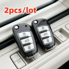 2pcs Car Key Case Covers For Audi A2 A3 A4 A6 A6L A8 Q7 TT, Fits The Car Key Shown Only - Multicolor - View 11