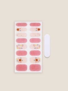 Coral Pink No-Bake Gel Nail Sticker Nail Oil Film Waterproof Nail Sticker Sticker Solid Color Green Onion Powder Jump Color Gradient Full Sticker - Pink - View 3