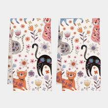 2pcs Minimalist Cute Cartoon Cat Pattern Kitchen Towels, Soft Polyester Material Dish Cloths, Suitable For Kitchen Decor, Cleaning, Holiday Party Decoration, Kitchen & Bathroom Essentials, Home Decor, Housewarming Gift - Multicolor - View 10