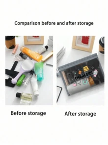 印有「Charger」字樣的網格化妝包，便攜式收納袋，多功能收納袋，化妝包，護膚品袋，旅行必需品，宿舍用品，珠寶收納，口紅和化妝品收納袋。適合商務人士和旅行者，實用便攜式收納袋，完美用於存放旅行、辦公室和居家數位配件，推薦作為節日和生日禮物 - 彩色 - 查看 9