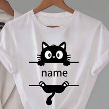 Customizable T-Shirt With A Cute Cat Blanche - White - View 1