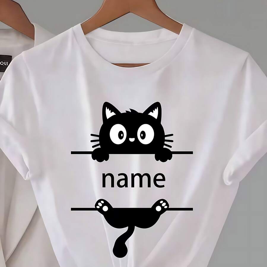Customizable T-Shirt With A Cute Cat Blanche - White - View 1