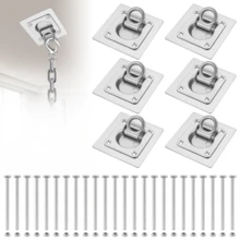 6 Pack Stainless Steel Recessed D Ring Tie Down Anchors Heavy Duty Flush Mount Cargo Securing Rings Universal Fixing Hooks For Trailer Truck RV Boat Outdoor Cargo Loading - Silver - View 6