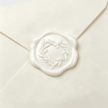 25pcs/Pack Pearl White Heart Flower Wreath Pattern Wax Seal Stickers, For Wedding Invitations, Party Invitations, Gift Packaging, Scrapbooking Decoration - Pearlescent White - View 5
