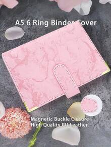 1pc Marble Pattern Cover + 25 Sheets 4-Slot Inner Pages A5 Notebook Photo Album With 4 Pockets 6-Ring PU Leather Loose-Leaf Personal Organizer Photo Album - Multicolor - View 12