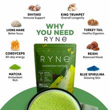 RYNE Mushroom Matcha Powder, USDA Organic Ceremonial Grade, Focus, Clarity & Immune Support, Natural Energy Boost, 1 Bag - 1件 - 查看 5