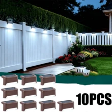16 Packs Outdoor Solar Deck Lights, Waterproof Outdoor Decorate Lights, Solar Garden Lights, Outdoor Fence Lights, Solar Step Lights, Warm LED Lights, For Outdoor Stairs, Step, Fence, Garden, Balcony, Yard, Patio, And Pathway - Brown Shell - View 21