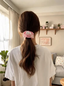 Miniso Waffle Knit Scrunchie Hair Tie 1Pc Soft Stretchy Comfortable Convenient Practical Easy To Use For Women Adults Daily Wear Party Casual Gift Includes Ponytail Holder Elastic Hair Band Hair Ring - Style1 - View 5