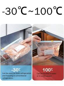 60/45入可重複使用食品儲存袋 - 加厚防漏塑膠冷凍袋，透明儲物夾鏈袋，旅行用可密封包裝保鮮袋 - 多尺寸 - 查看 8