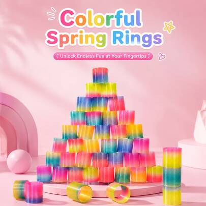3/6/12/24/36pcs Rainbow Spring Toys, Mini Plastic Spring Toys, Stress Relief Spring Toys, Party Favors, Carnival Prizes, Birthday Gifts, Classroom Prizes