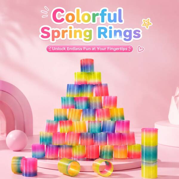 3/6/12/24/36pcs Rainbow Spring Toys, Mini Plastic Spring Toys, Stress Relief Spring Toys, Party Favors, Carnival Prizes, Birthday Gifts, Classroom Prizes