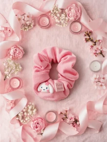 Miniso Waffle Knit Scrunchie Hair Tie 1Pc Soft Stretchy Comfortable Convenient Practical Easy To Use For Women Adults Daily Wear Party Casual Gift Includes Ponytail Holder Elastic Hair Band Hair Ring - Style1 - View 4