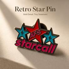 AFS Starcall Star Brooch, Y2K Aesthetic Enamel Pin, Lapel Pin For Daily Outfits - Red, Blue, and Black - View 2