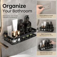 Estantería de baño, perchero de pared sin taladro, caja de almacenamiento de ducha de metal pulido resistente a la oxidación, caja de almacenamiento de champú y acondicionador ahorradora de espacio, otros materiales - Multicolor - Ver 2