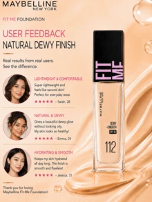 Maybelline 美寶琳保濕防曬粉底液 112，5/30ml 可選，長效保濕，快速上妝，自然妝感，適合乾性肌膚 - 水潤版112 - 查看 10